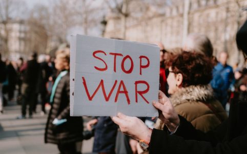 sign stop war on protest against war